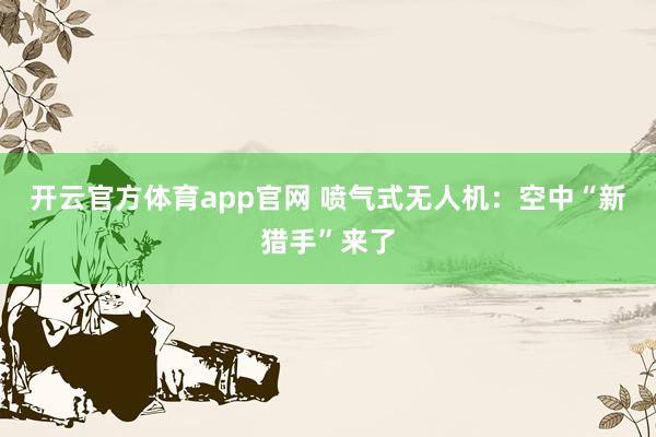 开云官方体育app官网 喷气式无人机：空中“新猎手”来了