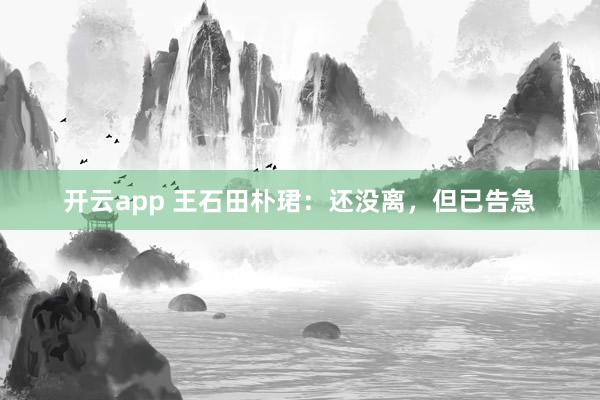 开云app 王石田朴珺：还没离，但已告急