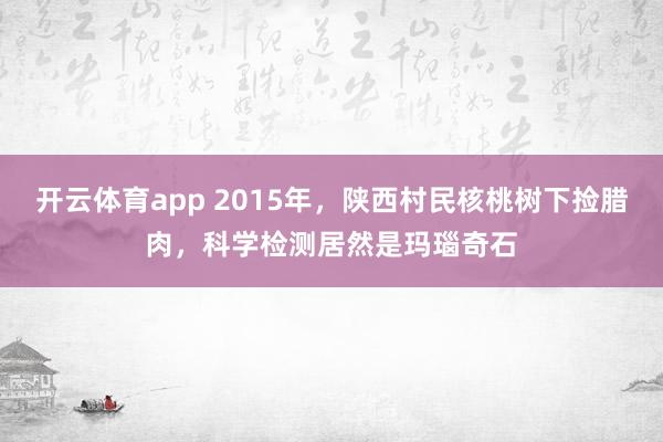开云体育app 2015年，陕西村民核桃树下捡腊肉，科学检测居然是玛瑙奇石