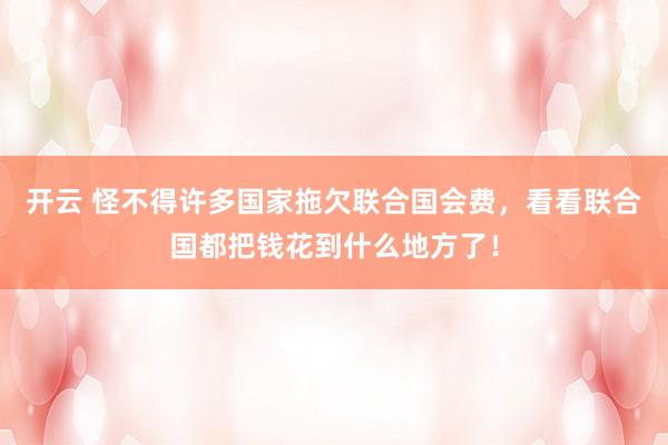 开云 怪不得许多国家拖欠联合国会费，看看联合国都把钱花到什么地方了！
