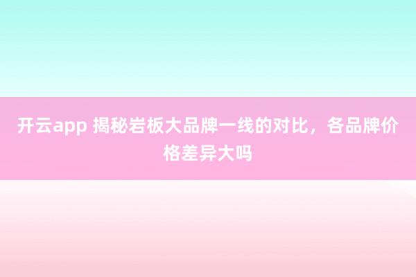 开云app 揭秘岩板大品牌一线的对比，各品牌价格差异大吗