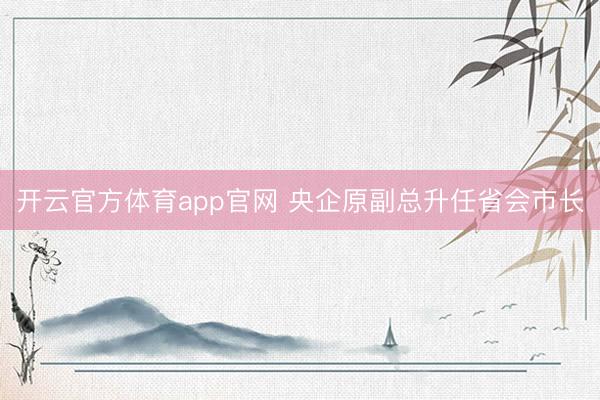 开云官方体育app官网 央企原副总升任省会市长