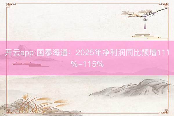 开云app 国泰海通：2025年净利润同比预增111%-115%