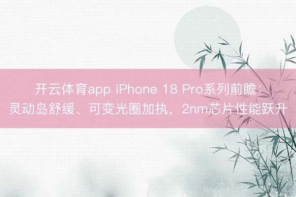开云体育app iPhone 18 Pro系列前瞻：灵动岛舒缓、可变光圈加执，2nm芯片性能跃升