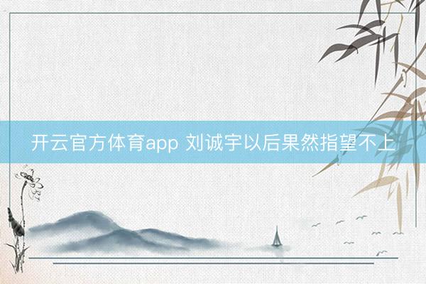 开云官方体育app 刘诚宇以后果然指望不上
