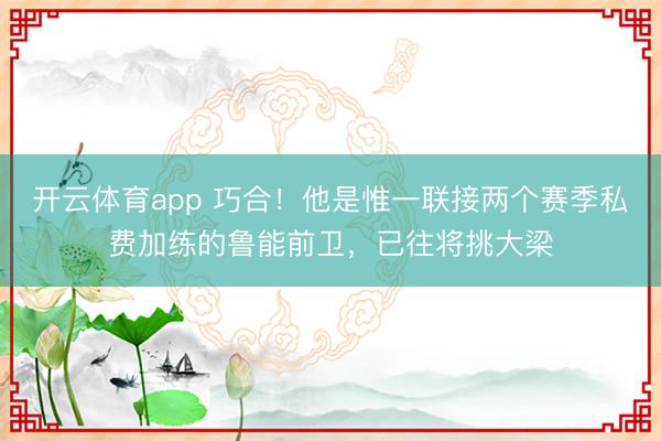 开云体育app 巧合!他是惟一联接两个赛季私费加练的鲁能前卫,已往将挑大梁
