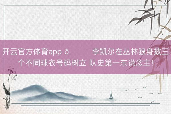 开云官方体育app 👀李凯尔在丛林狼身披三个不同球衣号码树立 队史第一东说念主！