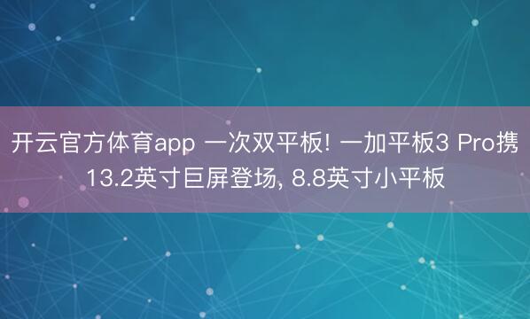 开云官方体育app 一次双平板! 一加平板3 Pro携13.2英寸巨屏登场, 8.8英寸小平板