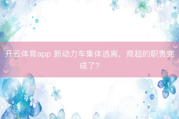 开云体育app 新动力车集体逃离，商超的职责完成了？