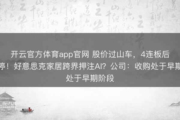 开云官方体育app官网 股价过山车，4连板后再跌停！好意思克家居跨界押注AI？公司：收购处于早期阶段
