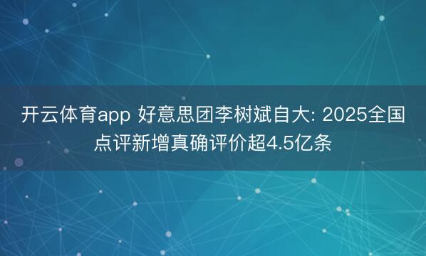 开云体育app 好意思团李树斌自大: 2025全国点评新增真确评价超4.5亿条