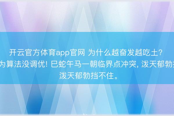 开云官方体育app官网 为什么越奋发越吃土? 那是因为算法没调优! 巳蛇午马一朝临界点冲突， 泼天郁勃挡不住。