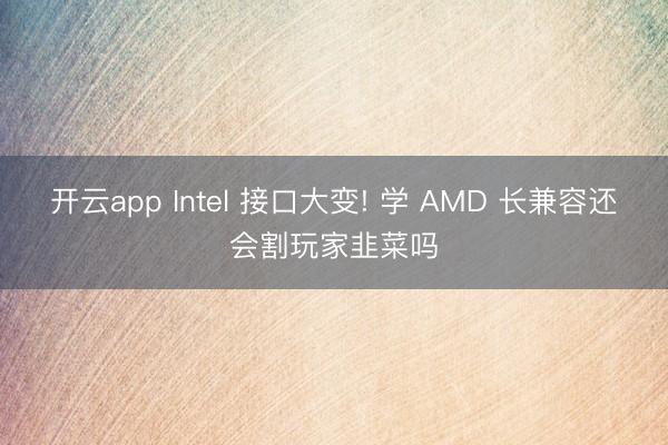 开云app Intel 接口大变! 学 AMD 长兼容还会割玩家韭菜吗