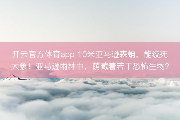 开云官方体育app 10米亚马逊森蚺，能绞死大象！亚马逊雨林中，荫藏着若干恐怖生物？