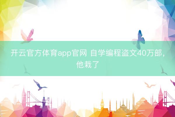 开云官方体育app官网 自学编程盗文40万部，他栽了