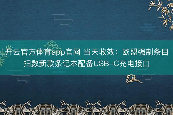 开云官方体育app官网 当天收效：欧盟强制条目扫数新款条记本配备USB-C充电接口
