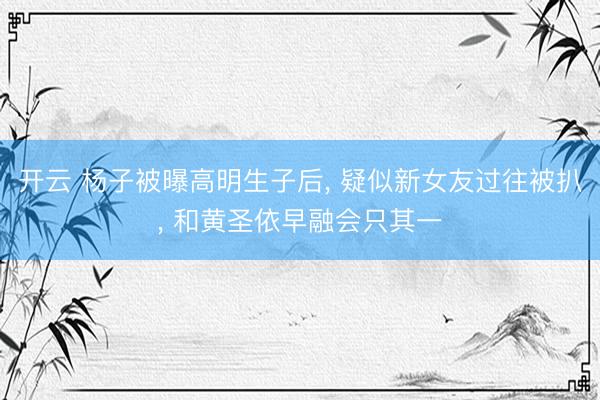 开云 杨子被曝高明生子后， 疑似新女友过往被扒， 和黄圣依早融会只其一
